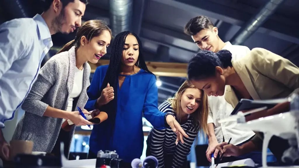 corporate wellness diverse student working on project